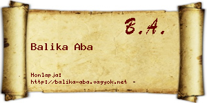 Balika Aba névjegykártya